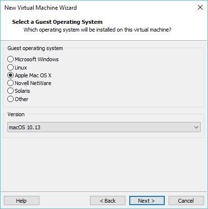 Выбор версии ОС в VMWare